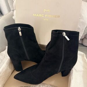 Marc Fisher LTD Block Suede Heel Bootie. 9W